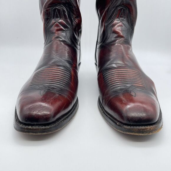 El Dorado Cowboy Boots Men's 9D Black Cherry Leather Western Stovepipe Vintage - Picture 12 of 16